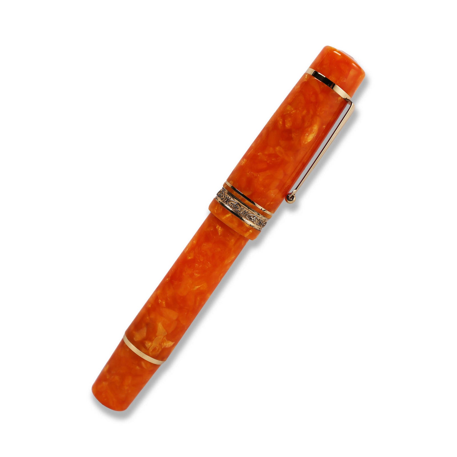 Delta Dolce Vita Oro Oversized Fountain Pen with orange body and black cap